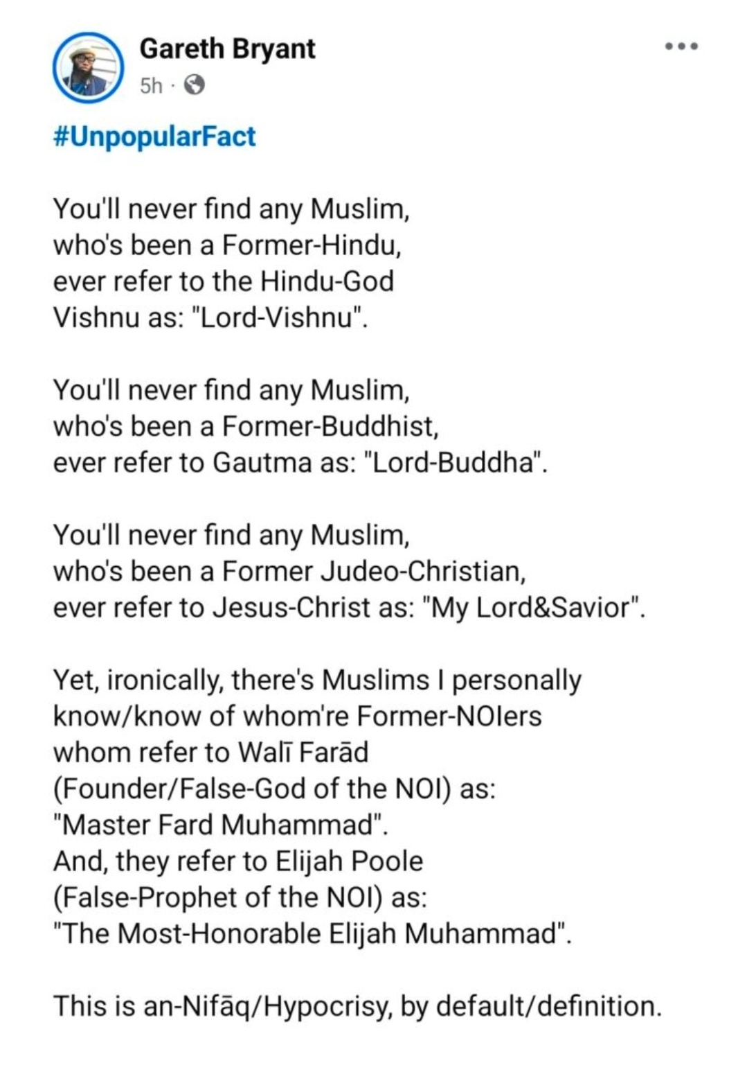 The Theological-Hypocrisy of Muslims whom favor Certain Non-Muslims via al-`Asabiyyah/Xenophobia