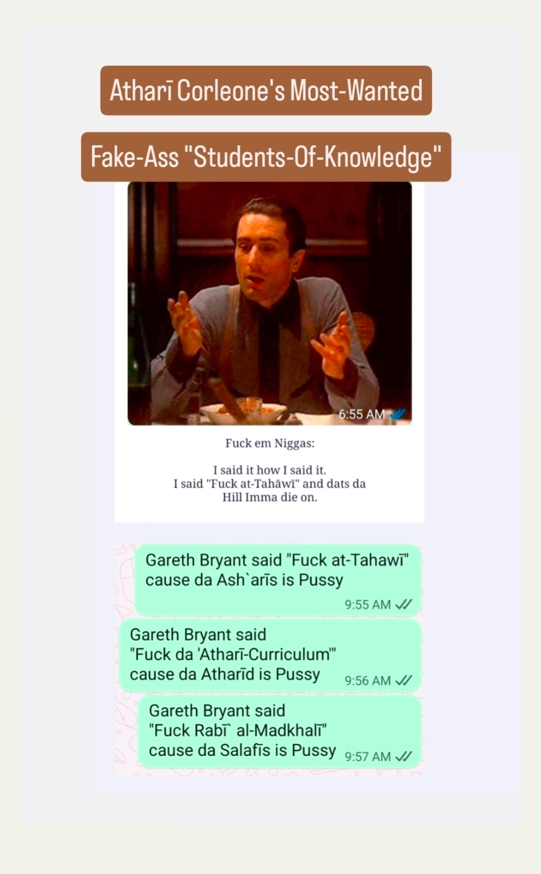 Exposing all of these `Aqīdah-Whores who benefit from these `Aqīdah-Wars: The Evil&Destructive-Nature of Takfīr-Culture