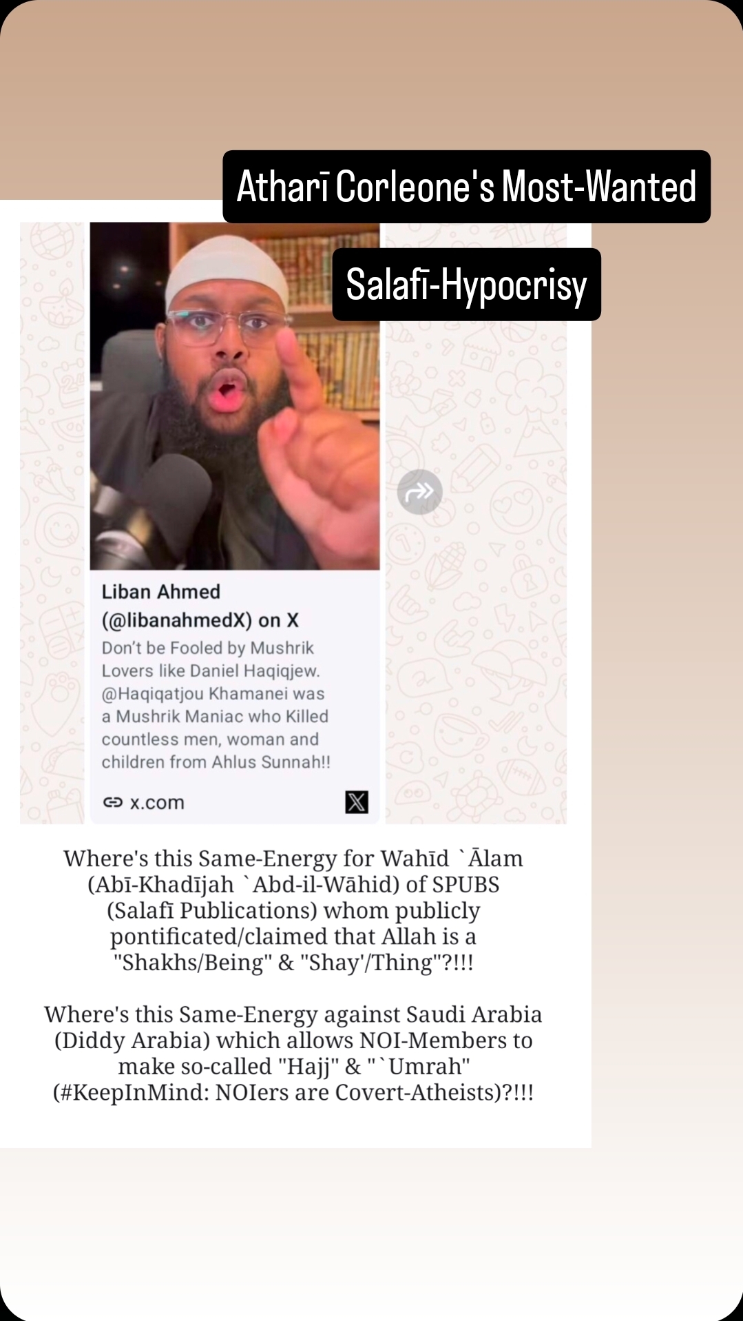 Atharī Corleone’s Most Wanted: Salafī-Hypocrisy has to be Checked ASAP via the Necessity to Refute Hasan `Abdī and Bilāl Davis