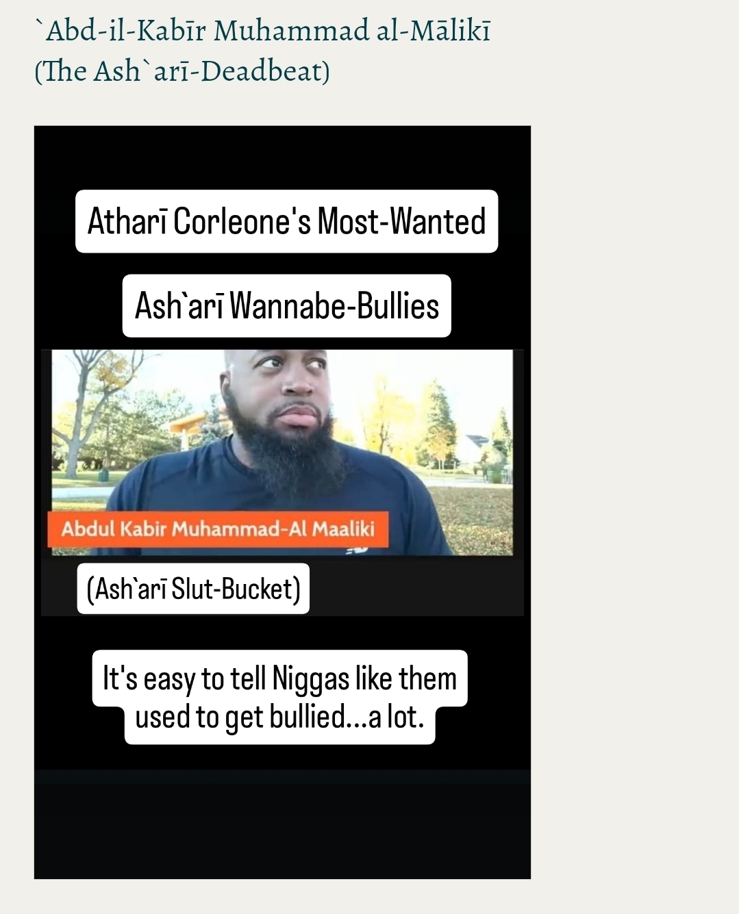 `Abd-il-Kabīr Muhammad al-Mālikī (The Ash`arī-Deadbeat)