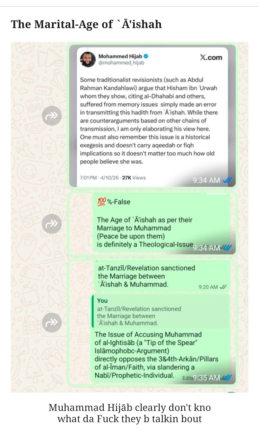 Dear Islāmophobes (specifically those whom’re Judeo-Christian)